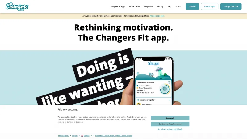 Homepage of Changers.com