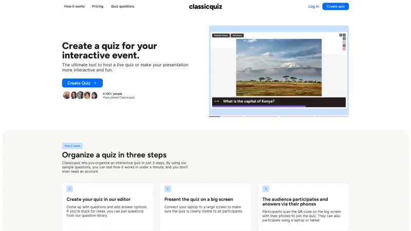 Homepage of Classicquiz