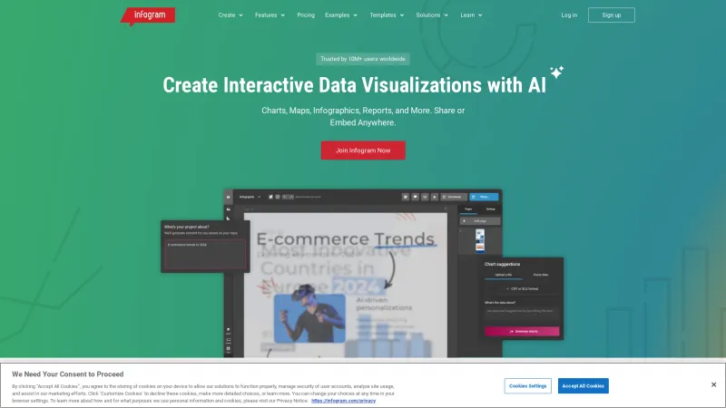 Homepage of Infogram