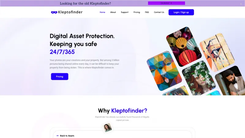 Homepage of Kleptofinder