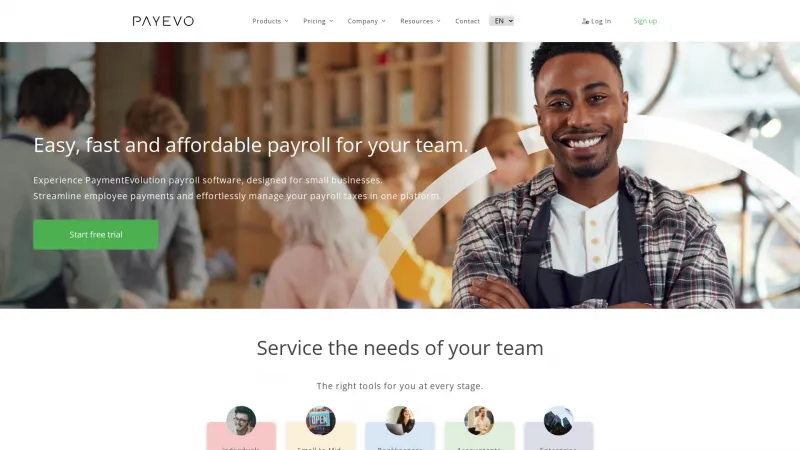 Homepage of PaymentEvolution Payroll