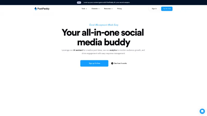 Homepage of PostPaddy