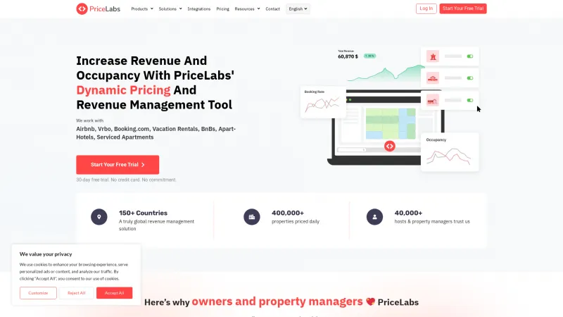 Homepage of PriceLabs