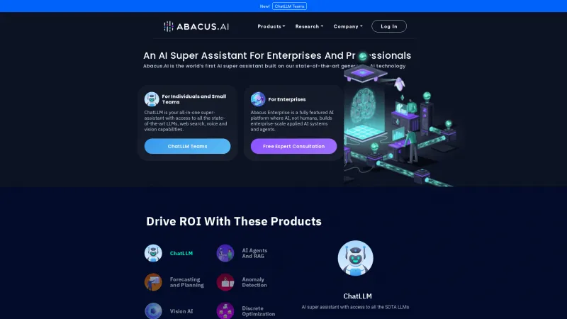 Homepage of Abacus.AI