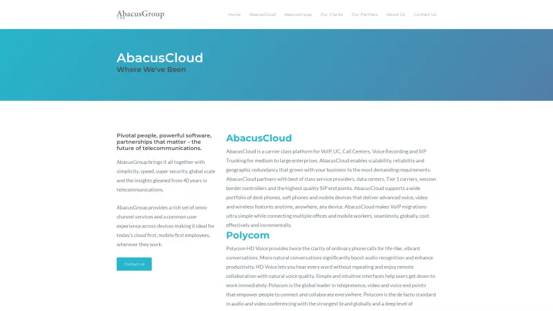 Homepage of AbacusCloud