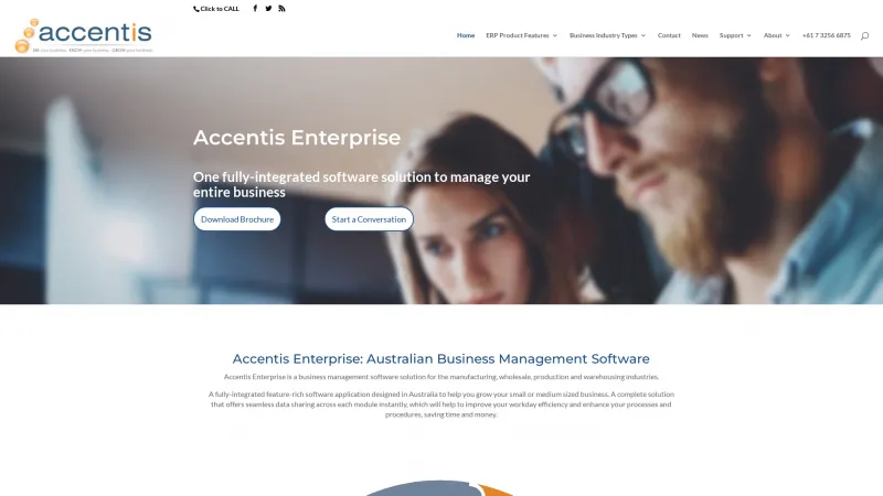 Homepage of Accentis Enterprise