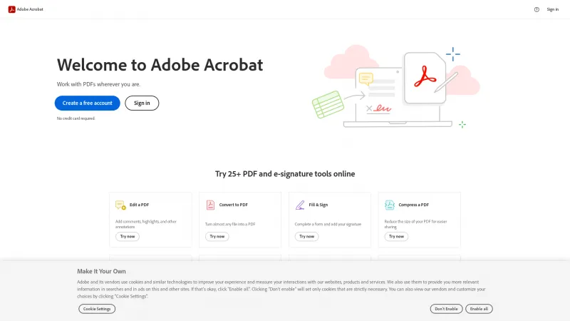 Homepage of Adobe Document Cloud