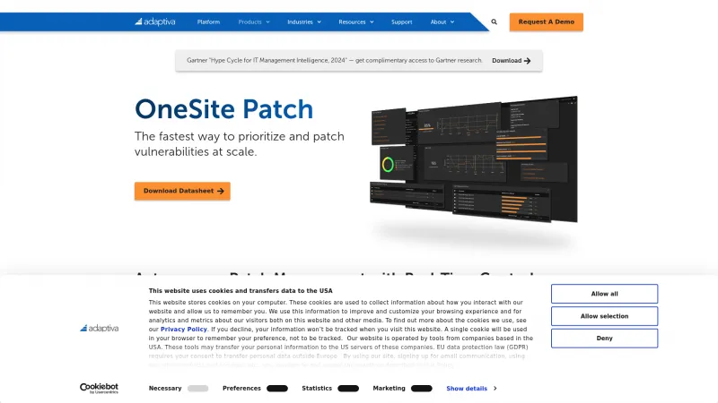 Homepage of Adaptiva OneSite Patch