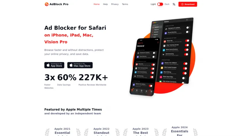 Homepage of Adblock Pro