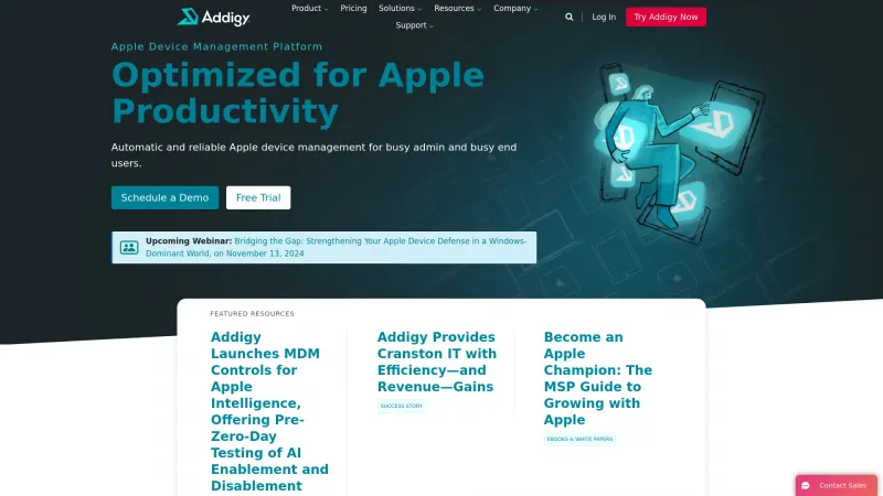 Homepage of Addigy