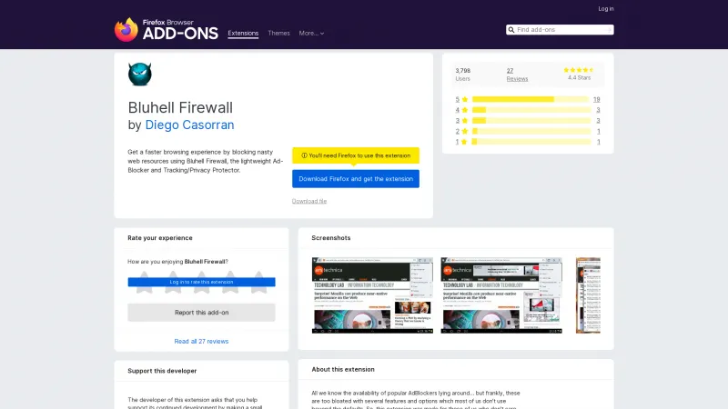 Homepage of Bluhell Firewall