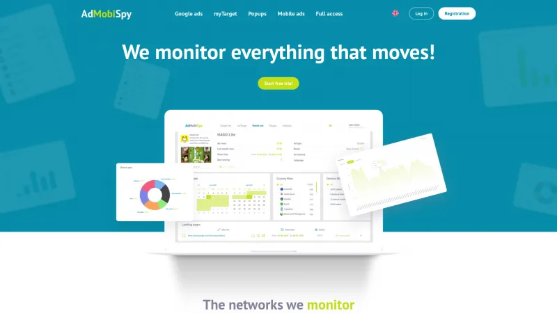 Homepage of AdMobiSpy