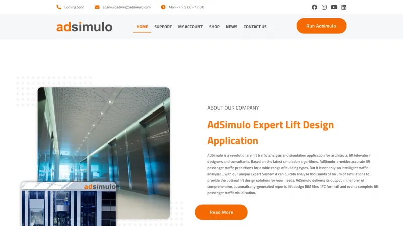 Homepage of AdSimulo