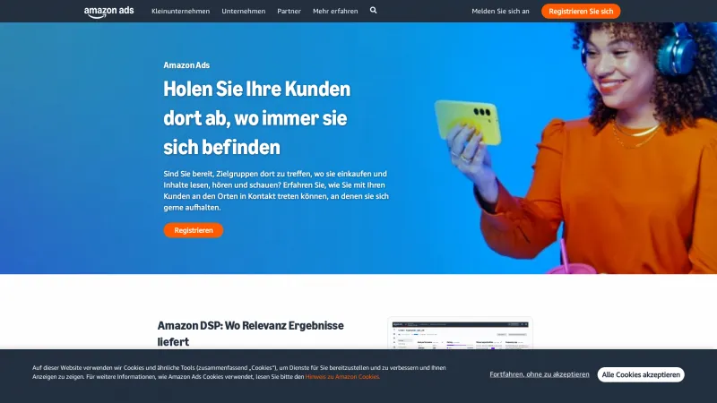 Homepage of Amazon Advertising