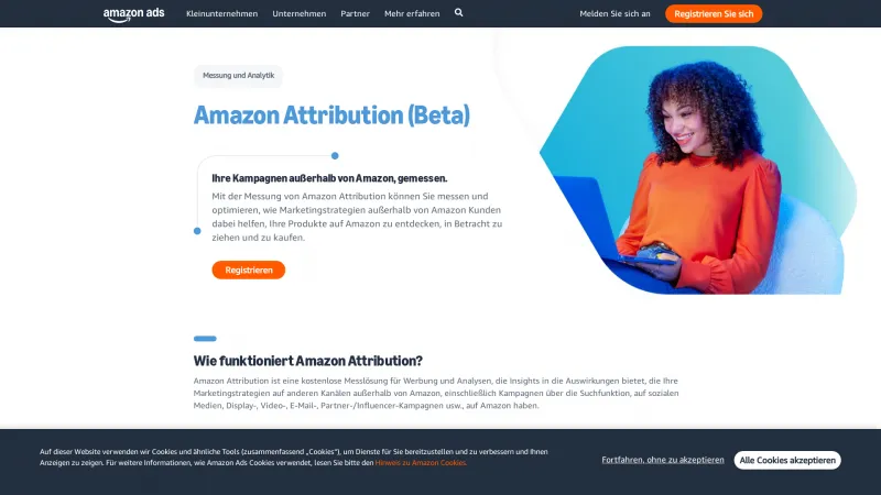 Homepage of Amazon Attribution