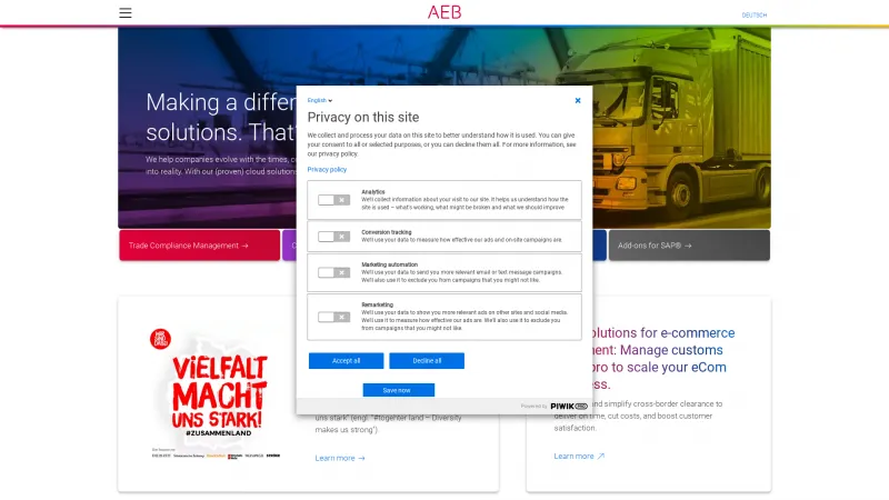 Homepage of AEB