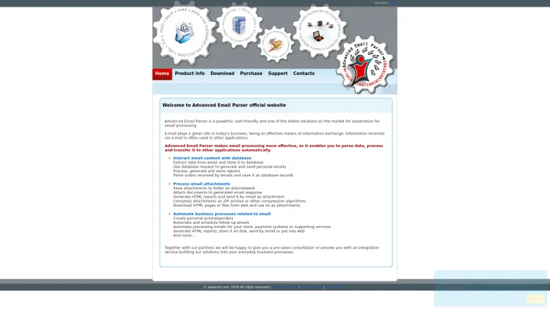 Homepage of Advanced Email Parser