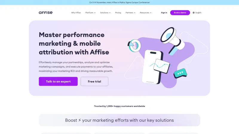 Homepage of Affise