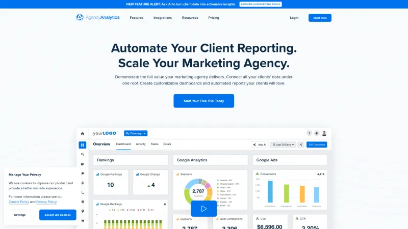 Homepage of AgencyAnalytics