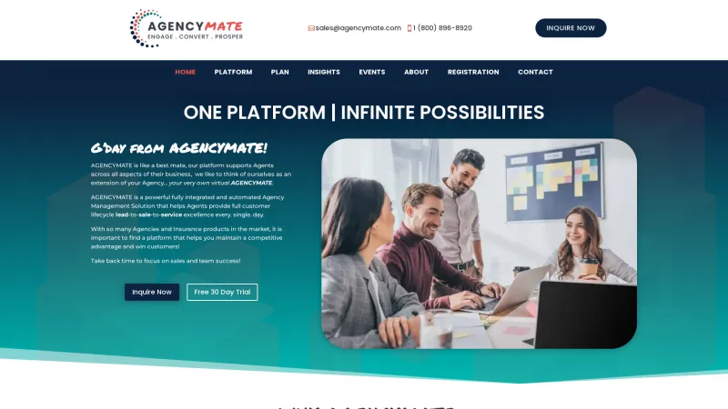 Homepage of AGENCYMATE