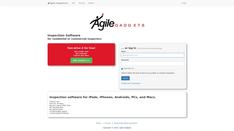 Homepage of Agile Inspections