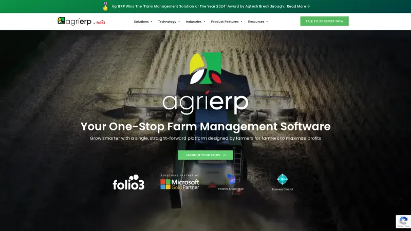 Homepage of AgriERP