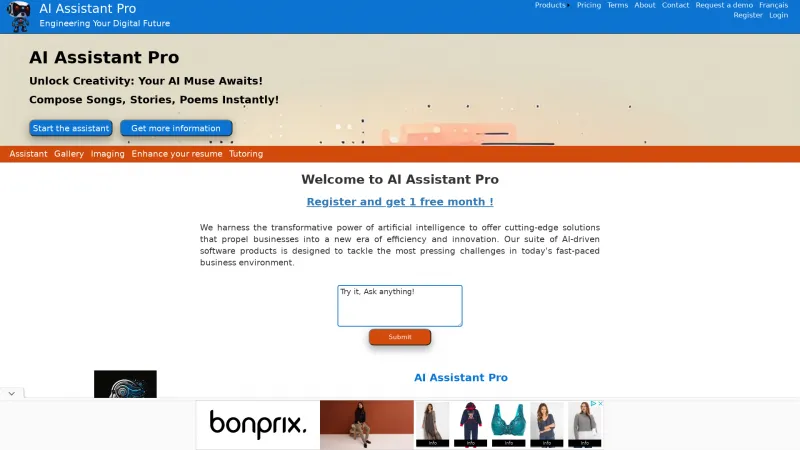 Homepage of AI Assistant Pro