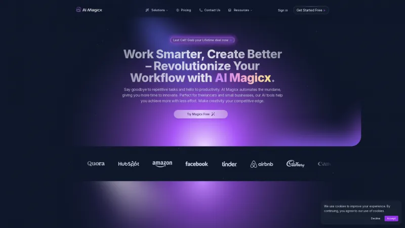 Homepage of AI Magicx