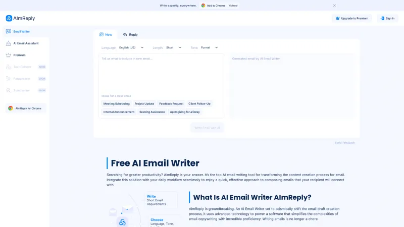 Homepage of AImReply