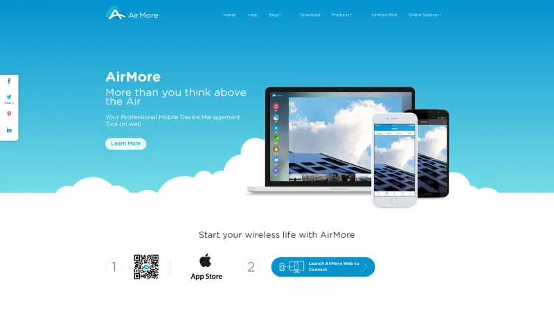 Homepage of AirMore