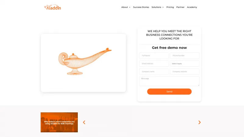 Homepage of AladdinB2B