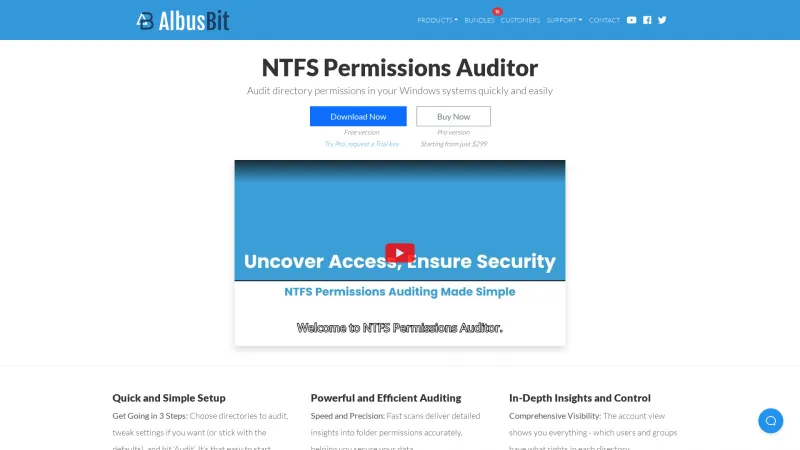 Homepage of NTFS Permissions Auditor