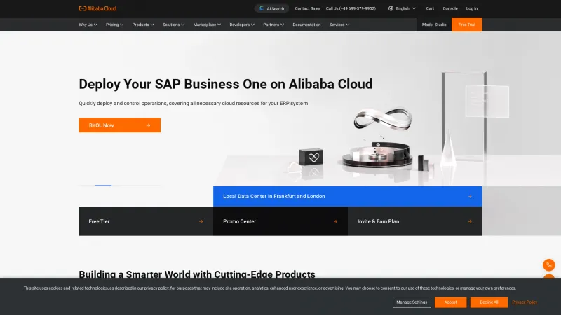 Homepage of Alibaba Cloud