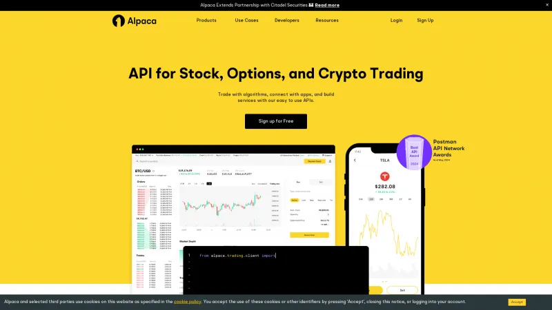 Homepage of Alpaca