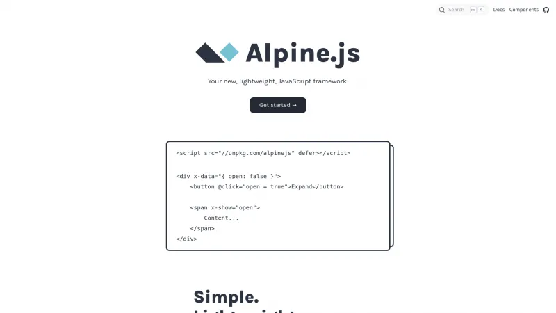 Homepage of Alpine.js