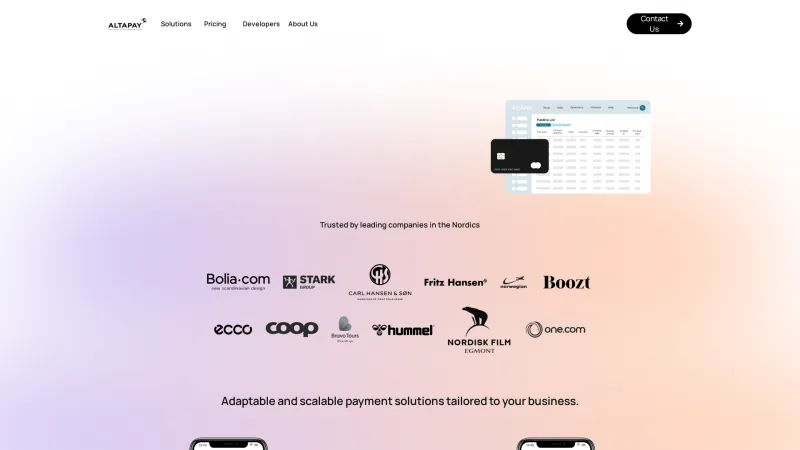 Homepage of AltaPay