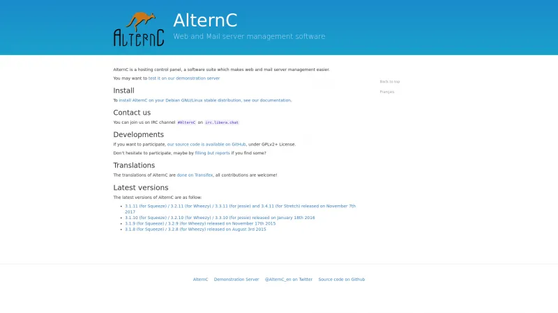 Homepage of AlternC