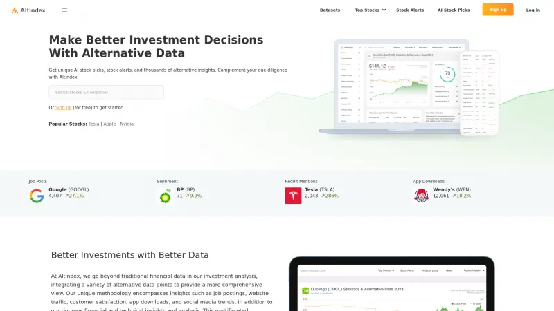 Homepage of AltIndex