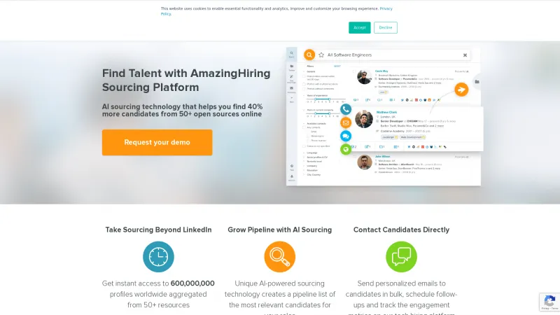 Homepage of AmazingHiring