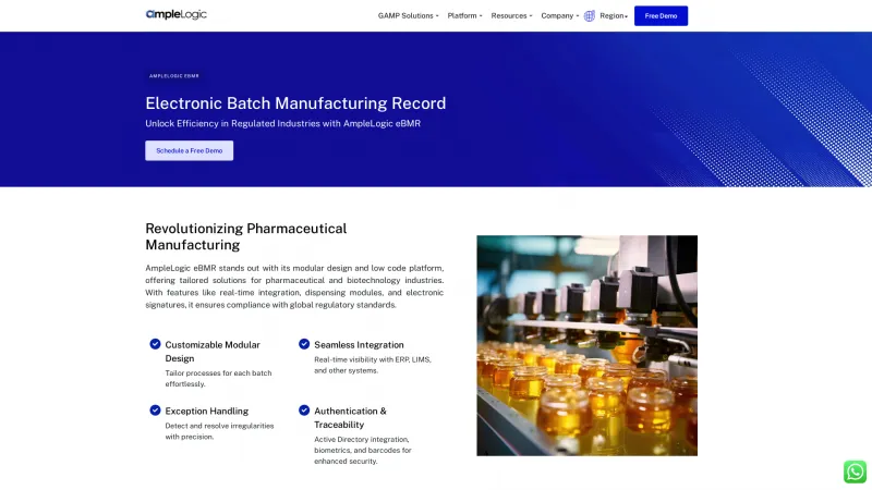 Homepage of AmpleLogic eBMR