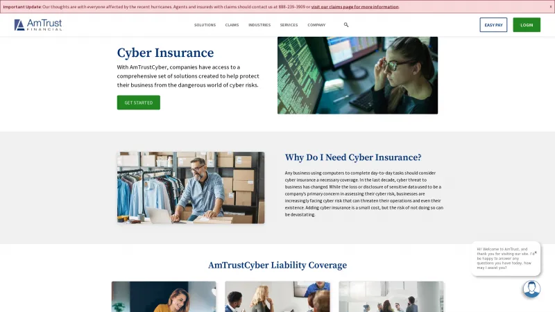 Homepage of AmTrustCyber