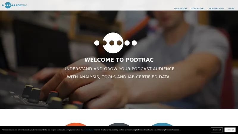 Homepage of Podtrac