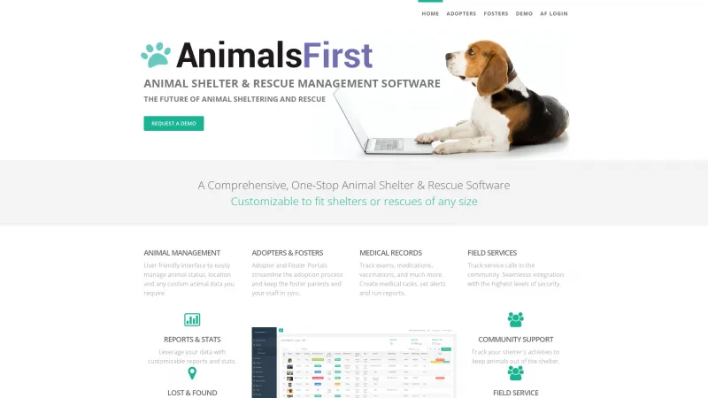 Homepage of AnimalsFirst