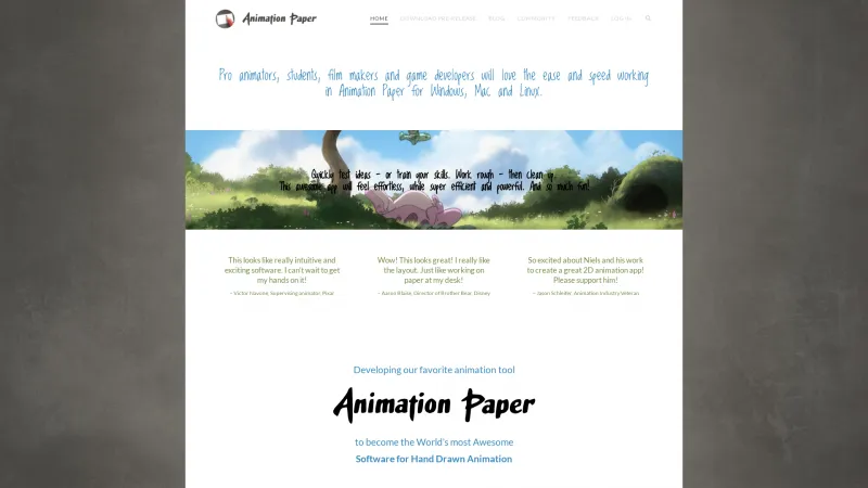 Homepage of Animation Paper