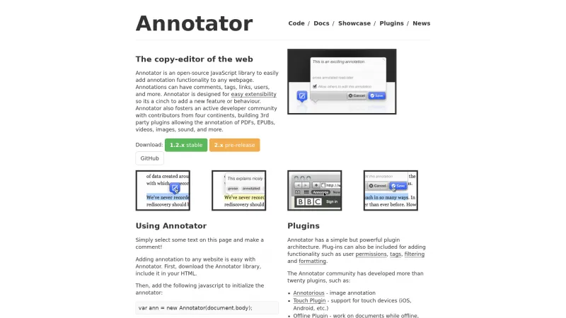 Homepage of Annotator