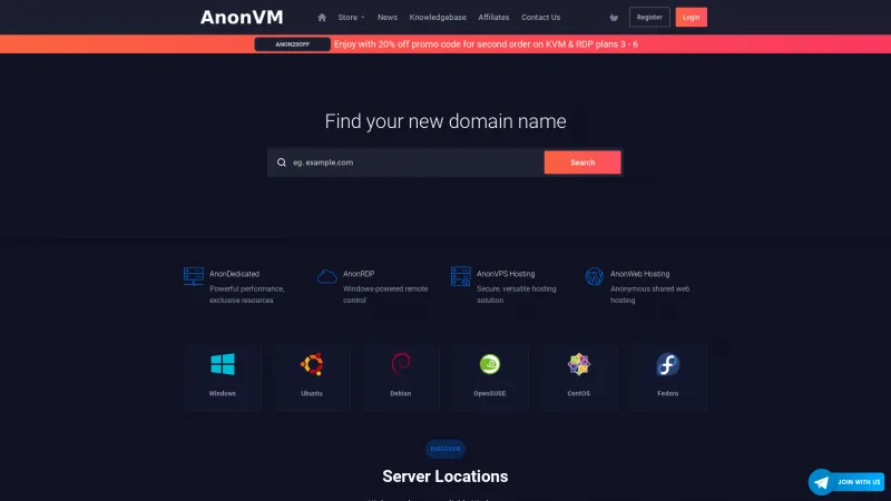 Homepage of AnonVM