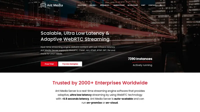 Homepage of Ant Media Server