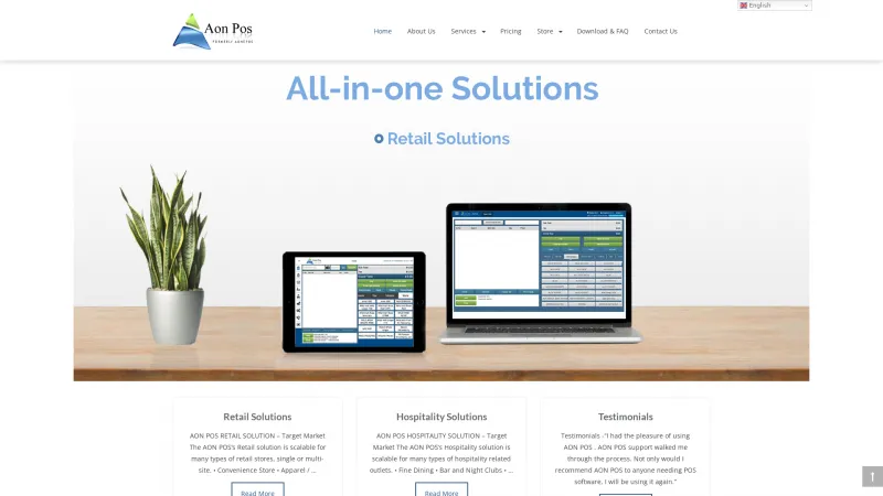 Homepage of AON POS