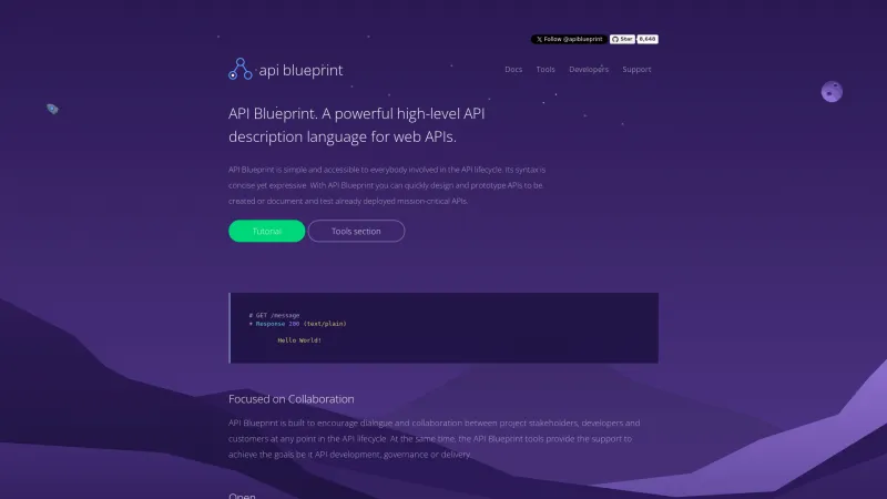 Homepage of API Blueprint