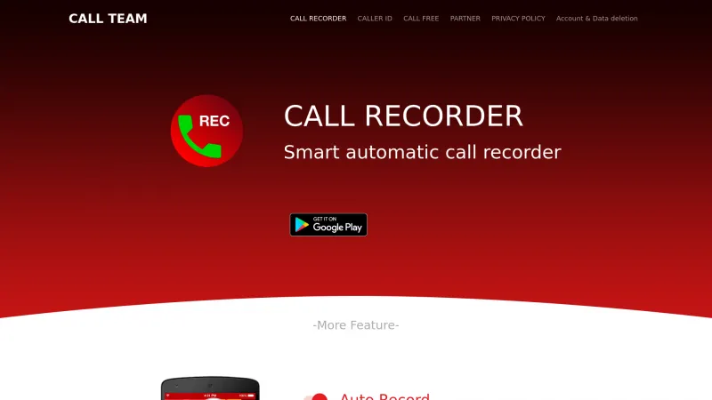 Homepage of Call App